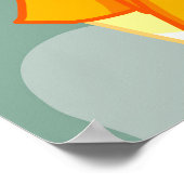 Poster Fille avec parapluie dans le vent pluie verte (Coin)