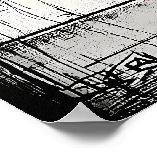 Poster Fille avec parapluie - Graffiti urbain Art de rue (Coin)