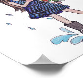 Poster Fille Avec Parapluie Jaune En Aquarelle (Coin)