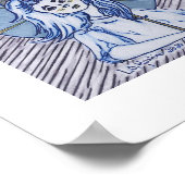 Poster Fille avec Parasol, portrait d'encre bleue sur pap (Coin)