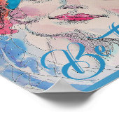 Poster Fille avec Rose rouge Beret Aquarelle (Coin)