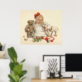 Poster Fille avec teddy et agneau (Bureau à domicile)