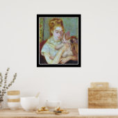 Poster Fille avec un chat (Cuisine)