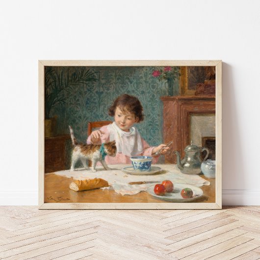 Poster Fille avec un chat | Victor Gabriel Gilbert