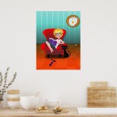 Poster Fille avec un livre (Cuisine)