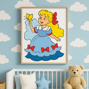Poster Fille Avec Un Papillon