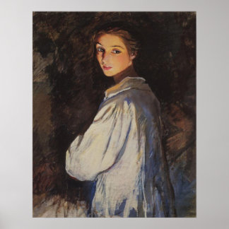 Poster Fille avec une bougie Autoportrait