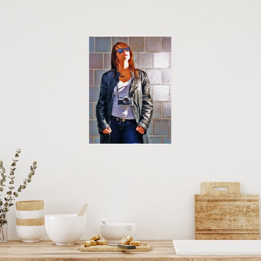 Poster Fille avec une caméra (Cuisine)