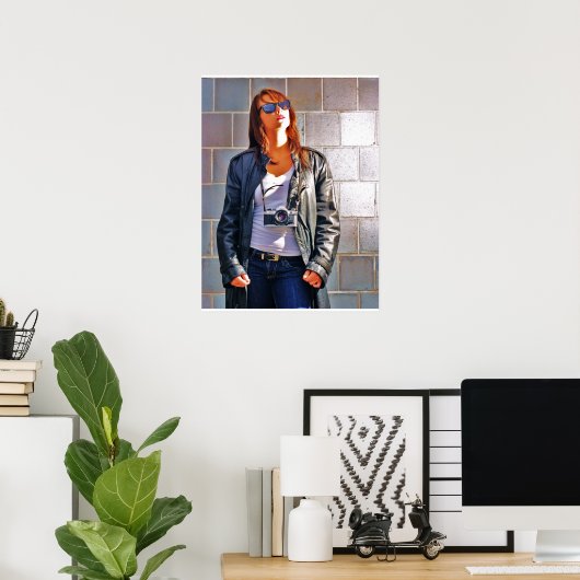 Poster Fille avec une caméra (Bureau à domicile)