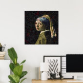 Poster Fille Avec Une Fraise Élevant Beau Art Spoof (Bureau à domicile)