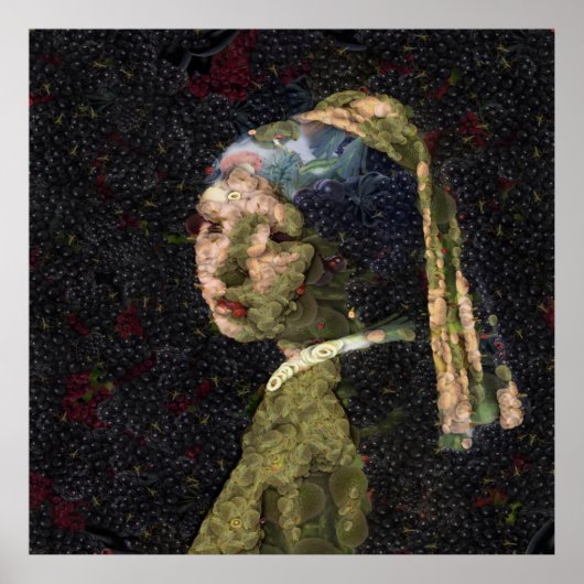 Poster Fille Avec Une Fraise Élevant Beau Art Spoof (Devant)