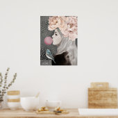 Poster Fille avec une gomme à bulles, Archivage d'oeuvres (Cuisine)