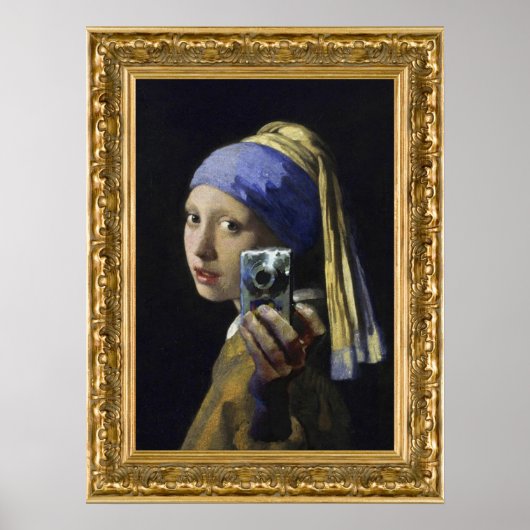 Poster Fille avec une oreille perle - auto-tourné (Devant)