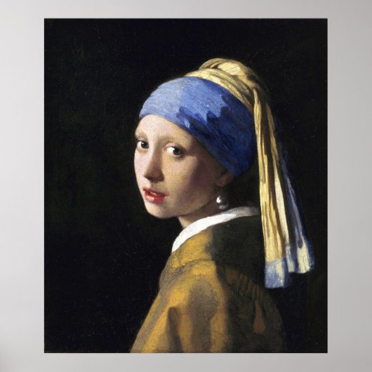 Poster Fille avec une oreille perle, Jan Vermeer (Devant)