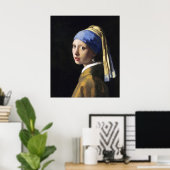 Poster Fille avec une oreille perle, Jan Vermeer (Bureau à domicile)