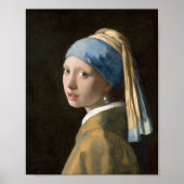 Poster Fille avec une oreille perle | Johannes Vermeer (Devant)