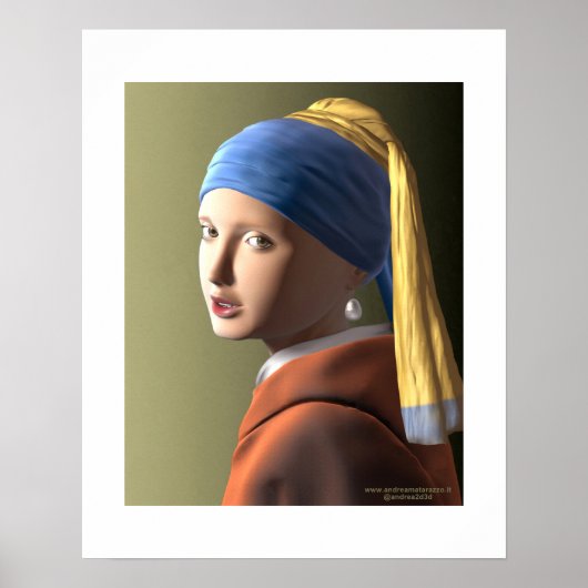 Poster Fille avec une perle (Devant)