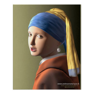Poster Fille avec une perle d'oreille Glossy