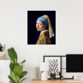 Poster Fille Avec Une Perle Écoutant Par Johannes Vermeer (Bureau à domicile)