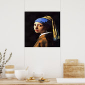 Poster Fille avec une perle qui écoute après Johannes Ver (Cuisine)