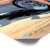 Poster Fille avec voiture de sport (Coin)