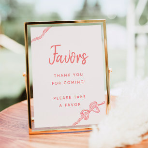 Poster Fille Baby shower Fille Bow Dessinée À La M