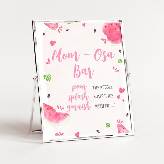 Poster Fille Baby Shower Pastèque Maman Osa Panneau de Ba