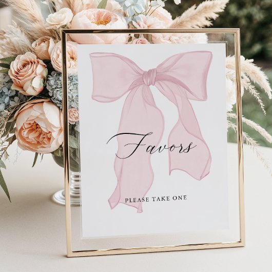 Poster Fille Baby shower Rose Bow Faveurs