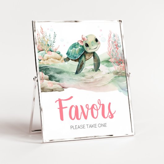 Poster Fille Baby shower tortue de mer Faveurs
