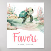 Poster Fille Baby shower tortue de mer Faveurs (Devant)