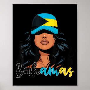 Poster Fille bahamienne Drapeau des Bahamas Femme bahamie