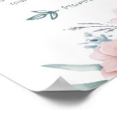 Poster Fille Baptême Jolie Fleurs Roses (Coin)