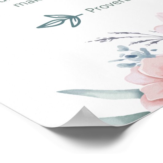 Poster Fille Baptême Jolie Fleurs Roses (Coin)