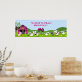 Poster Fille Barnyard Farm Animaux Anniversaire Bannière (Cuisine)