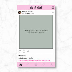 Poster Fille Bébé Douche Prop Photo Booth Décor Cadre