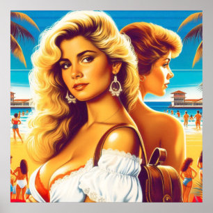 Poster Fille blonde de l'été 80
