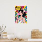 Poster Fille Bubble Gum Pop Art (Cuisine)