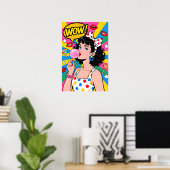 Poster Fille Bubble Gum Pop Art (Bureau à domicile)