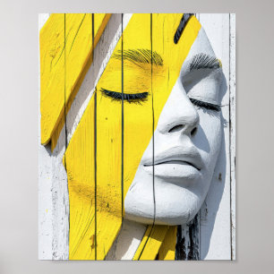 Poster Fille cachée derrière des fragments jaunes