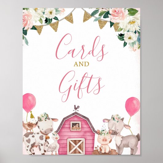 Poster Fille Cartes De Ferme Rose Et Signal Cadeau (Devant)