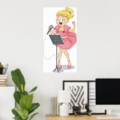 Poster Fille chante (Bureau à domicile)