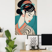 Poster fille chinoise avec kimono (Bureau à domicile)