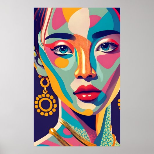 Poster Fille colorée (Devant)