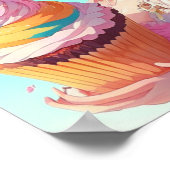 Poster Fille d'anime avec cupcake fantaisiste (Coin)