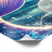 Poster Fille d'anime chantant clair de lune pixie mermaid (Coin)