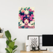 Poster Fille d'anime couronnée de fleurs de lotus (Bureau à domicile)