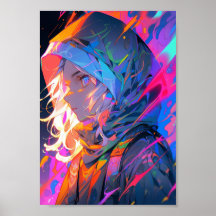 Fille d'anime Cyberpunk Néon