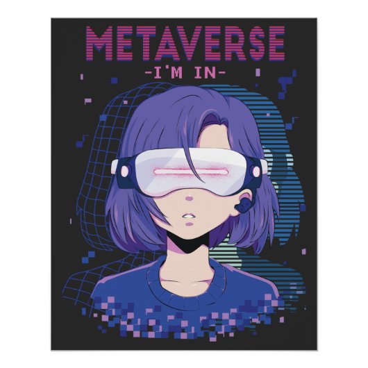 Poster Fille d'anime lunettes de réalité virtuelle Affich (Devant)