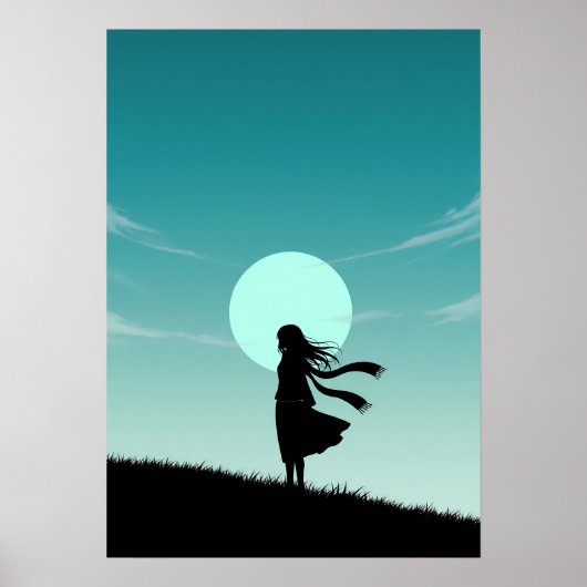 Poster Fille d'anime minimaliste (Devant)
