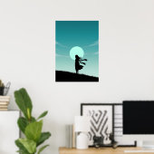 Poster Fille d'anime minimaliste (Bureau à domicile)
